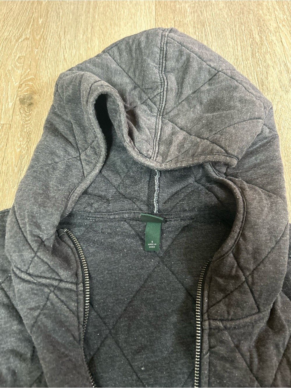 wild fable Quilted Hooded Bomber Jacket in Charcoal Gray - Picture 3 of 4